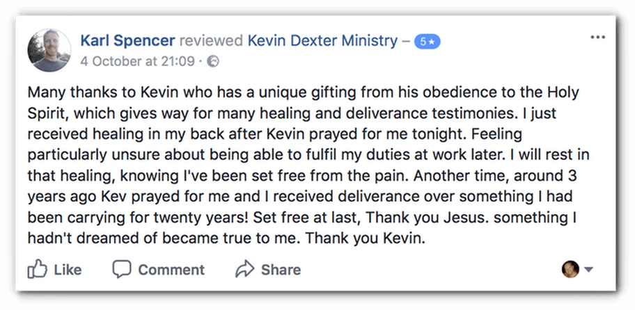 Testimony of back healing from karl UK