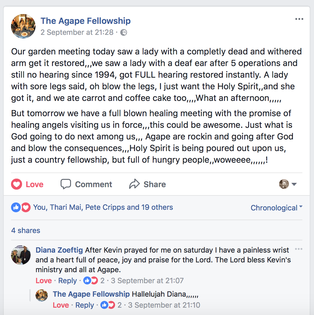 healing testimony from agape fellowship sw france 2-3-9-2017