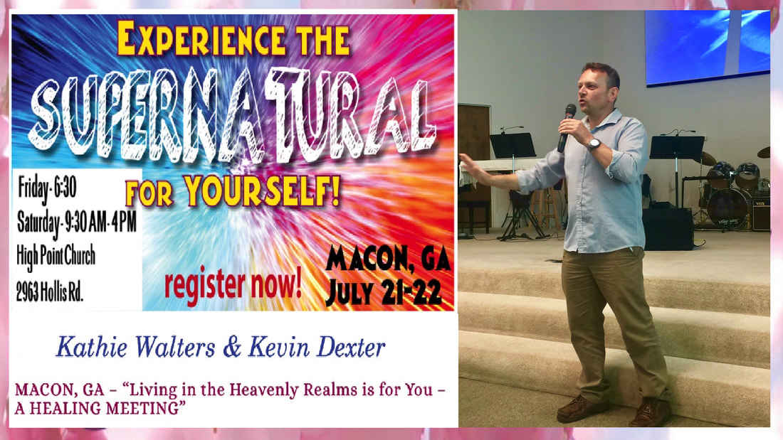 Meeting advert for Living in the heavenly realm conference, Macon, GA 21-22