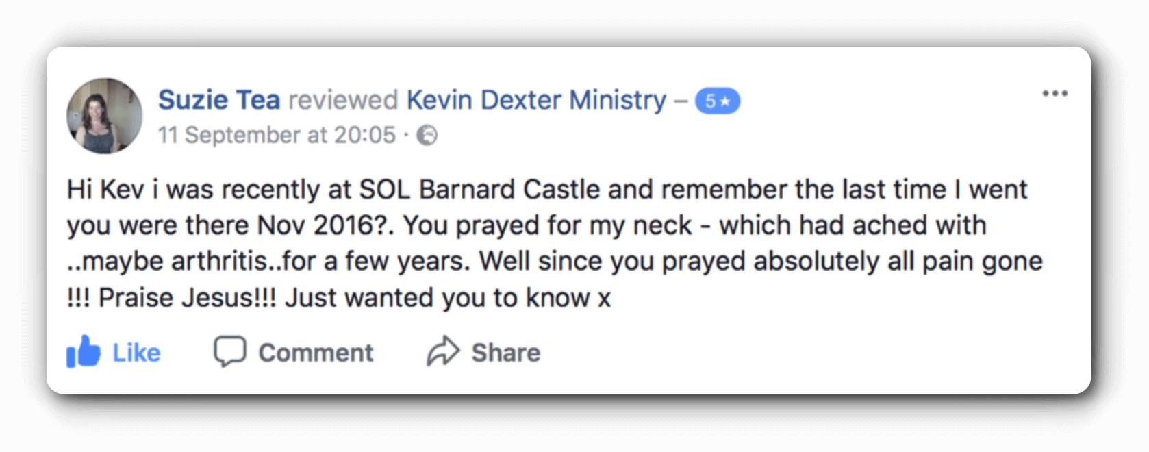 Neck pain healed at S.O.L Barnard Castle 6.10.2017