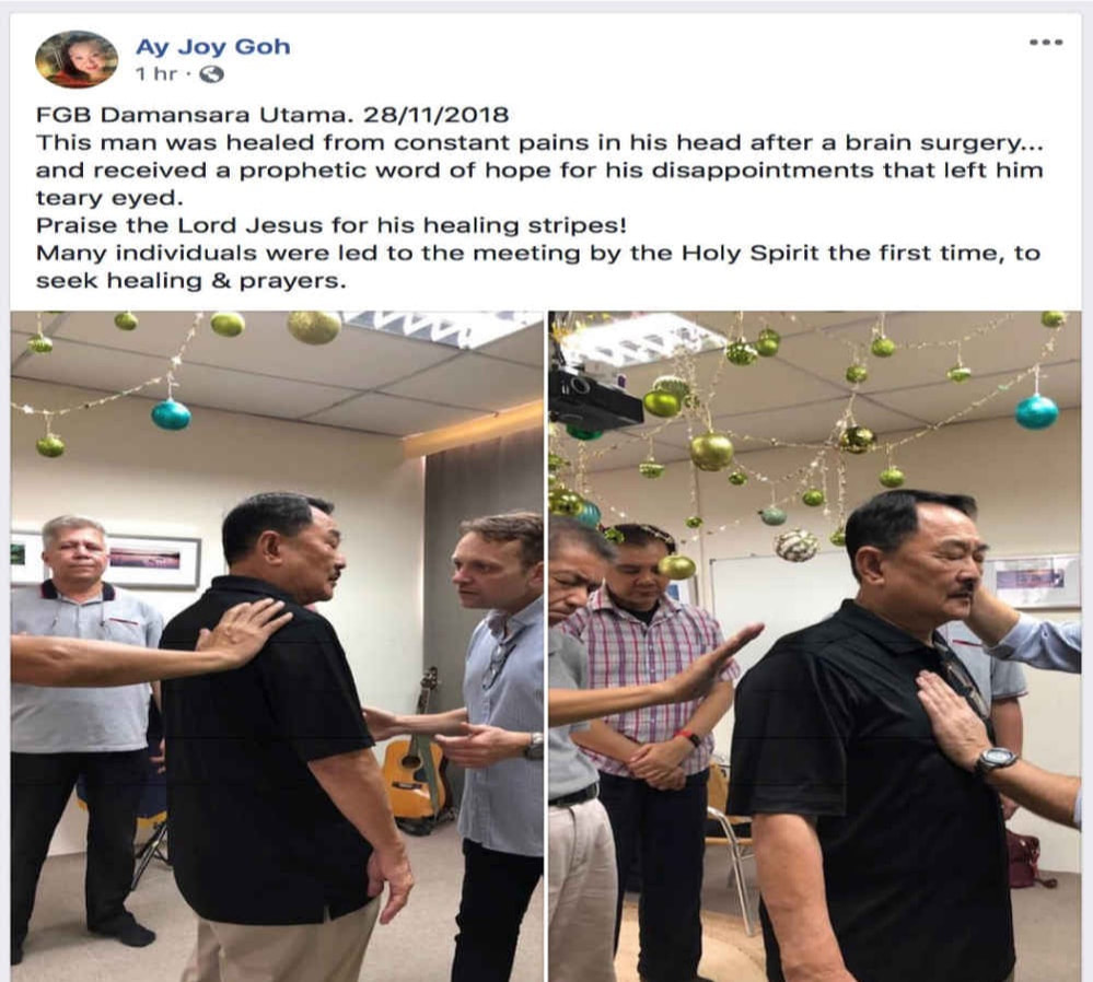 Pains in head healed at FGB Damansara Jaya  28.11.2018