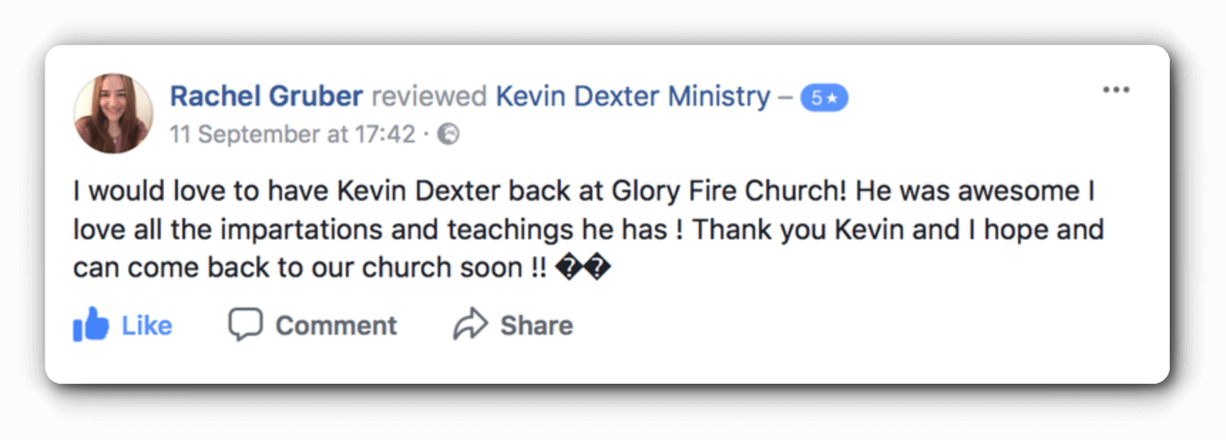 Review from Glory fire church, Sanford FL 28-29.7.2017