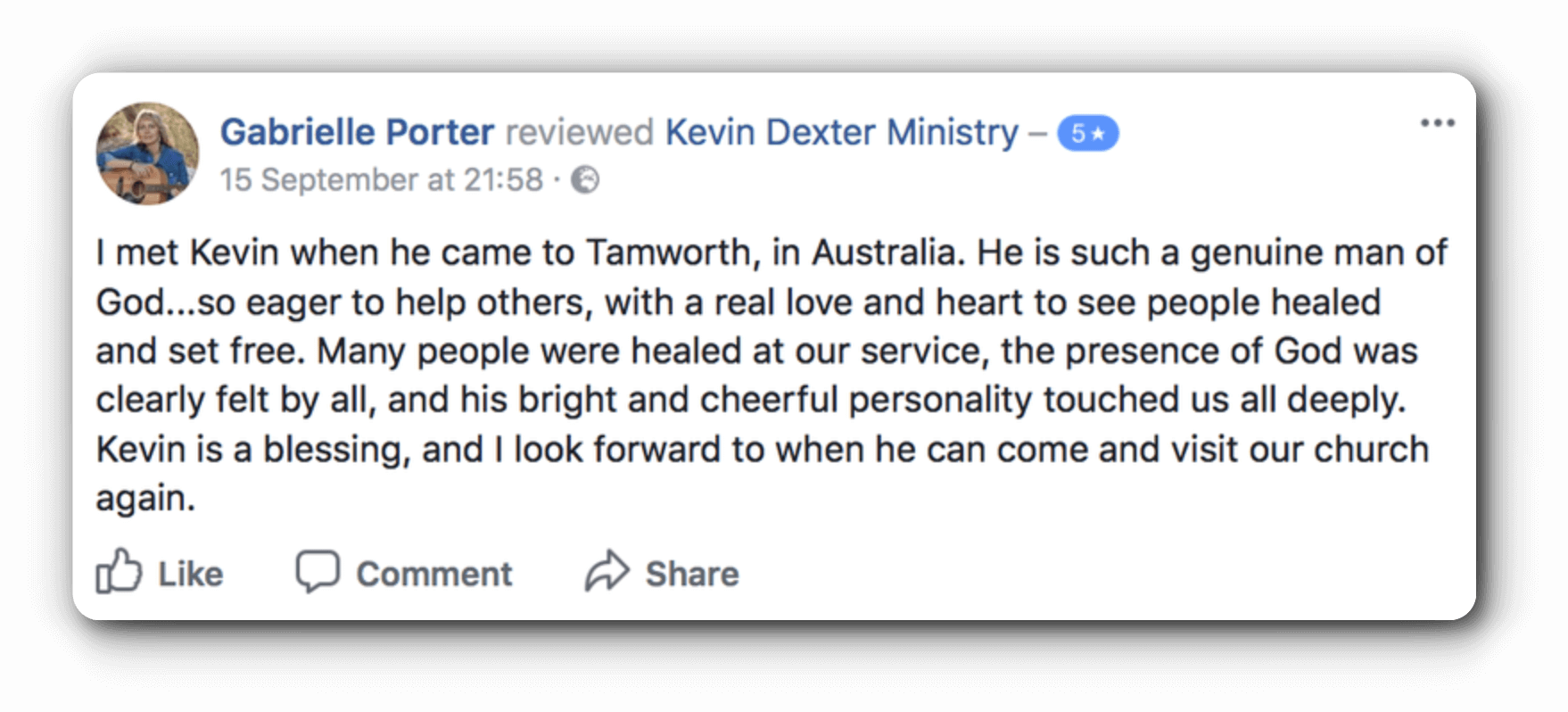 Review from Hope of Glory Church, NSW, AU 2-3.5.2017