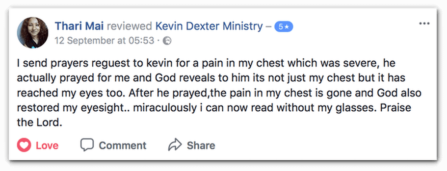 Testimony of chest pains healed