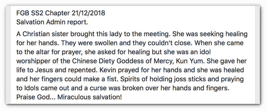 Testimony of hand healed 21.12.2018